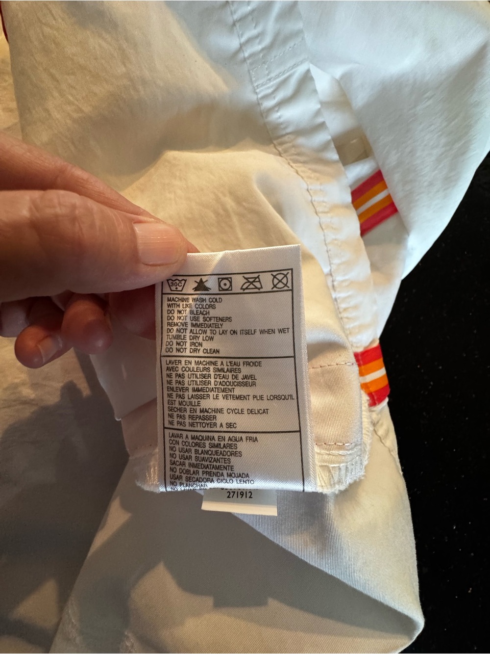 Nike White Hooded Windbreaker Jacket with Orange & Pink Stripes. Gorpcore - Picture 9 of 13